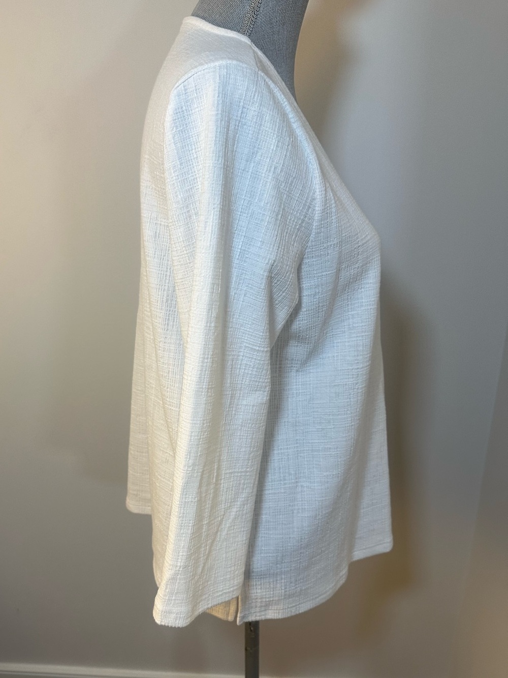 J. Crew White Waffle-Knit Top size Large - Picture 10 of 13